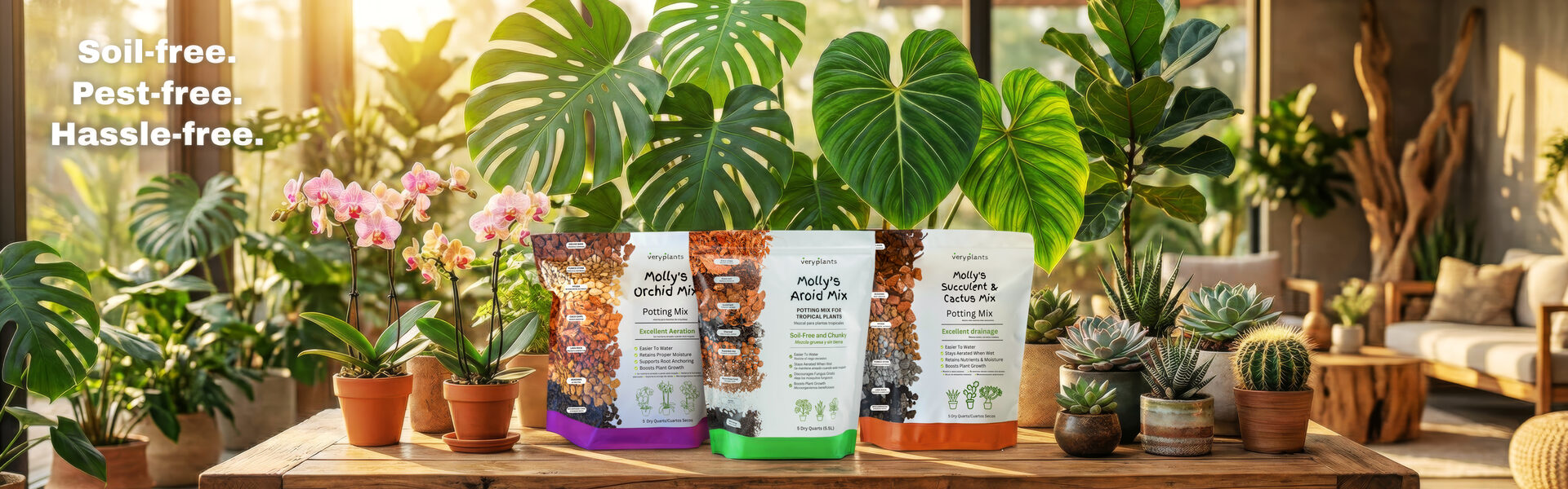 Molly's Potting Mixes: soil-free, pest-free, hassle-free